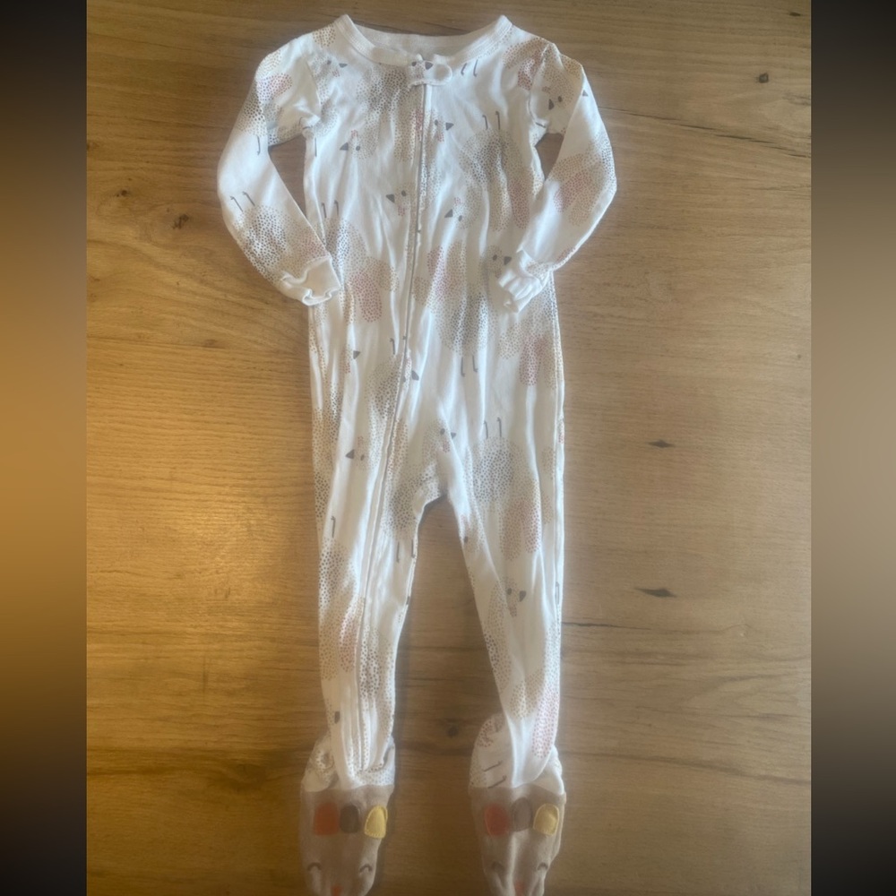 Carter’s Turkey Footed Pajama Unisex Cream Brown 2 Toddler Preloved